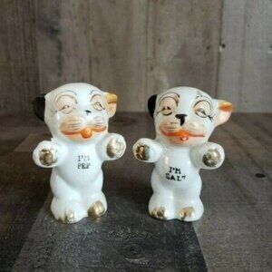 Vintage I'm Salt I'm Pep Bonzo Dog Salt & Pepper Shakers Puppy Anthropomorphic